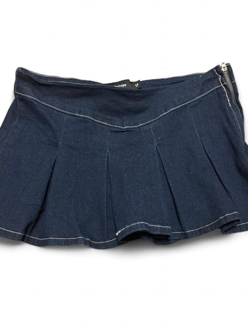 y2k denim mini skirt skort dark wash pleated low rise schoolgirl small